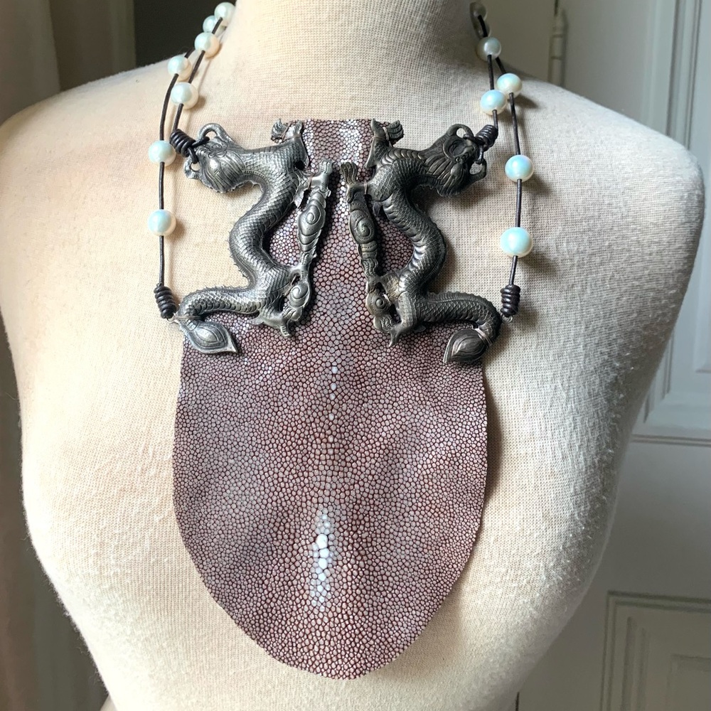 Silver Dragon Pendant Necklace